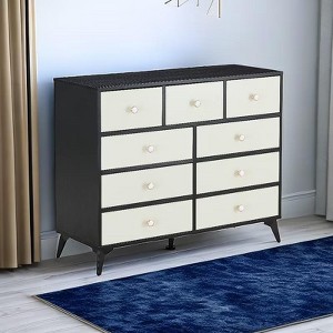 Mid-Century Modern Sideboard Decorative Storage Cabinet, CENGHU Side Table with 9 Drawers, Bedside Table for Living Room, Kitchen, Bedroom, Hallway - 1 of 4