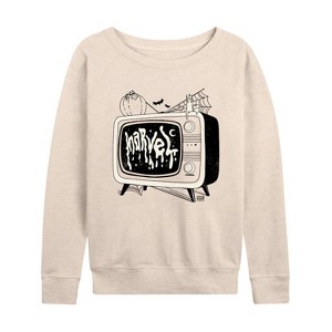 Women's - Marvel - Tv Logo Lightweight French Terry Wide Neck Long Sleeve Shirt - 1 of 4