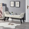 Armrest Button-Tufted Ottoman Bench, Upholstered Footrest Stool Rectangular Beige Velvet fabric Accent Bench for Entryway Dining Room, Beige - 3 of 4