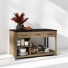 Extendable Kitchen Island with Hidden Pull-Out Counter,  Outlets, USB Ports, Drawers, Open Shelves, Retro Wood Kitchen Cart for Meal Prep, Dining Room - 2 of 4