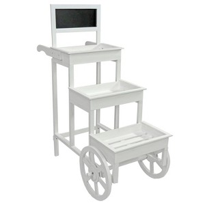 Sunnydaze 3-Tiered Fir Wood Plant Stand with Chalkboard - 44.25” H - White - 1 of 4