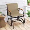 Tangkula Patio Glider Chair Set of 2 w/ Curved Teak Armrests & Breathable Fabric Seat - 3 of 4