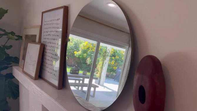 Hamilton Hills 24" Contemporary Thin Natural Wood Edge Circular Wall Mirror, 2 of 8, play video