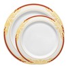 Smarty Had A Party White w/ Burgundy and Gold Rim Plastic Dinnerware Set - 120 Sets - 2 of 4