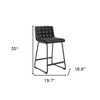 HomeRoots Set of Two 26" Black Faux Leather and Steel Counter Height Bar Chairs - 3 of 4