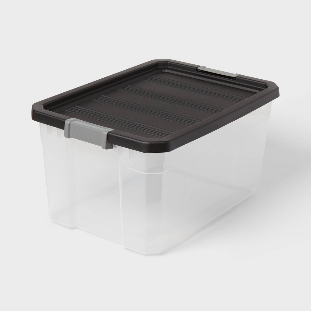 76qt heavy duty latching clear storage box - brightroom™: plastic utility bin with lid, portable universal storage