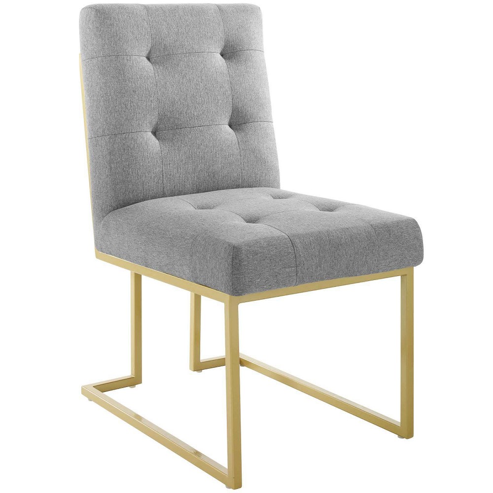 Photos - Chair Modway Privy Gold Stainless Steel Upholstered Fabric Dining Accent  Gold/Lig 