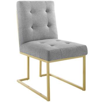 Privy Gold Stainless Steel Upholstered Fabric Dining Accent Chair - Modway