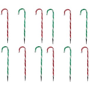 Treela 12-Piece 36-inch Christmas Candy Cane Lights Pathway Markers Red and Green - 1 of 4