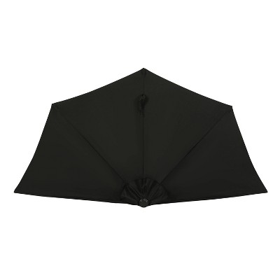 Lanai 9-ft Black Polyester Half Patio Umbrella with Steel Frame