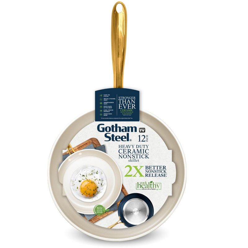 Gotham Steel Navy 12'' Ultra Nonstick Ceramic Fry Pan with Stay Cool Handle, 2 of 6