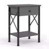 VECELO Modern X-Design Nightstand, End/Side Table with Fabric Drawer & Open Storage Shelves for Bedroom or Living Room - 2 of 4