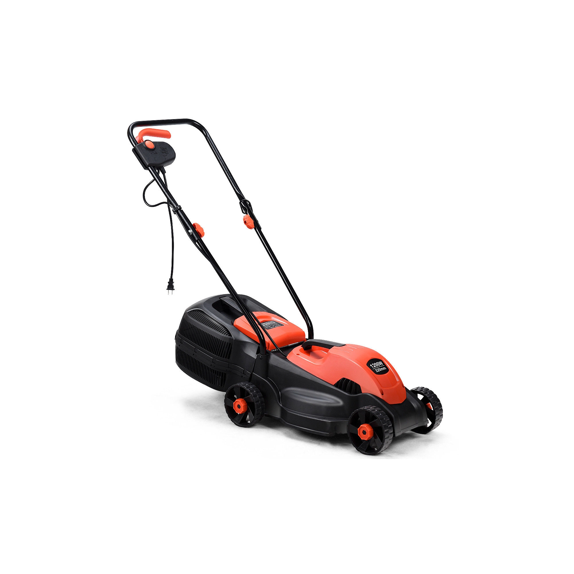 Costway 12 Amp 14-Inch Electric Push Lawn Corded Mower With Grass Bag Red