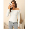 Seta T Women's V Neck Cross Off Shoulder Long Sleeve Ribbed Knit Slim Fit Sweaters - 3 of 4