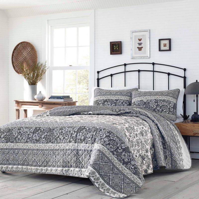 Abbey Reversible Quilt Set Gray - Stone Cottage, 3 of 12