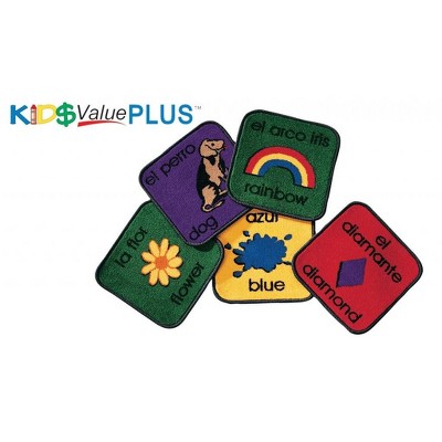 Carpets for Kids PLUS Bilingual Seating Learning Rug 12" ,Multi Squares Kit Set of 18