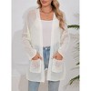 Crochet Cardigan for Women 3/4 Sleeve Open Front Lightweight Lace Boho Cover Up With Pocket - 4 of 4