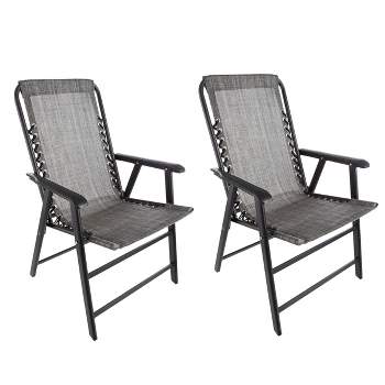 Pure Garden Folding Lounge Chairs – Portable Camping or Lawn Chairs, Gray, Set of 2