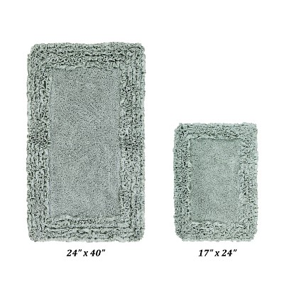 Shaggy Border Collection 2-Piece Bath Rug Set 100% Cotton Tufted Weave Ruffle Border Pattern Bathroom Rug for Machine Washable Bathmat