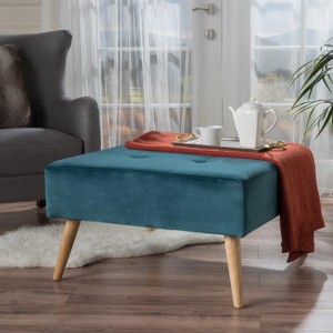 30.5" Mid-Century Modern Tufted Ottoman Bench with Upholstered Velvet Seat for Living Room -3irtyhousy - 1 of 4