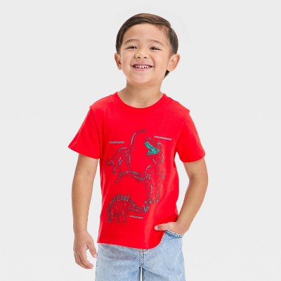 Toddler Boys' Short Sleeve Dinos Graphic T-Shirt - Cat & Jack™ Red