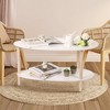 Small Coffee Table, 2 Tier Oval Wooden Modern Coffee Table Warm White - 3 of 4