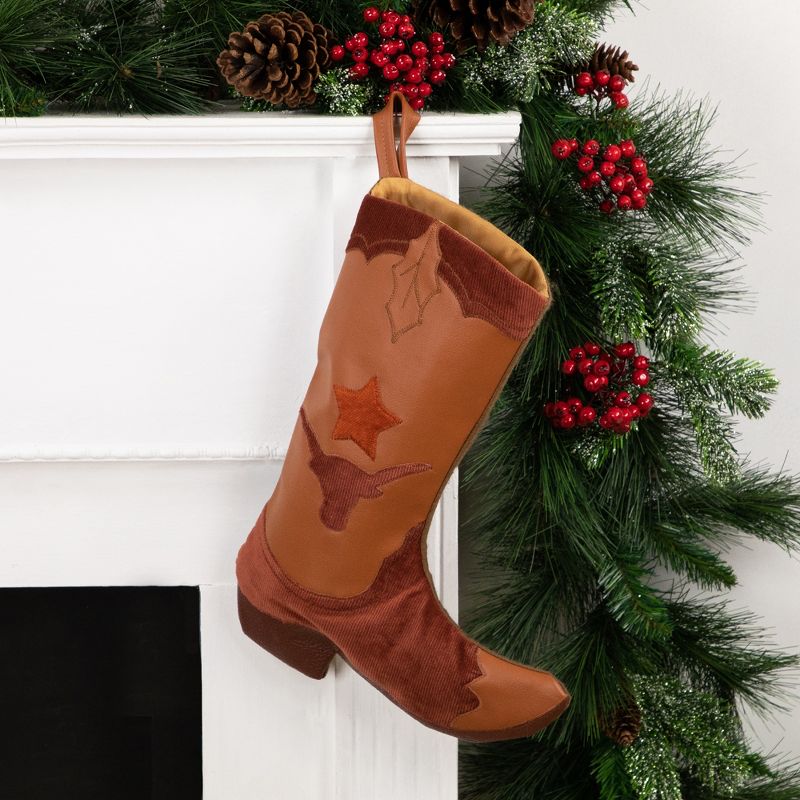 Northlight 18.5-Inch Beige and Brown Corduroy Cowboy Boot Christmas Stocking, 2 of 7