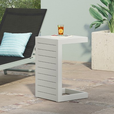 MAYEERTY Fashionable Modern Aluminium End Table Side Table with Storage¡ê?White