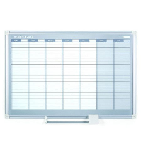 MasterVision Magnetic Steel Dry-Erase Weekly Planner 24 Inches x 36 Inches Aluminum Frame - image 1 of 4