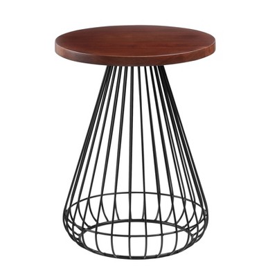 MH London Melody  20" Solid Wood and Black Metal Frame with Round Top End Table