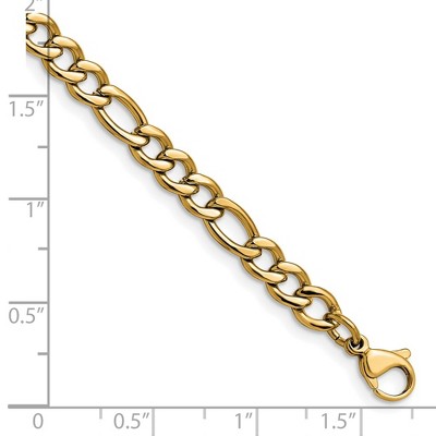 Chisel Stainless Steel Polished Yellow IP-plated 5.3mm 7" Figaro Chain Bracelet