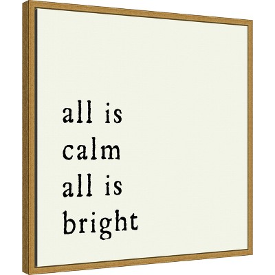 All is Calm All is Bright Gold Framed Canvas Print