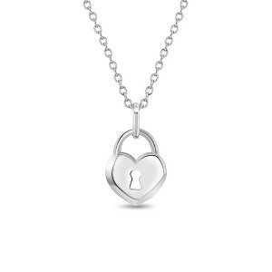 Girls' Locked Heart Sterling Silver Necklace - In Season Jewelry - 1 of 4