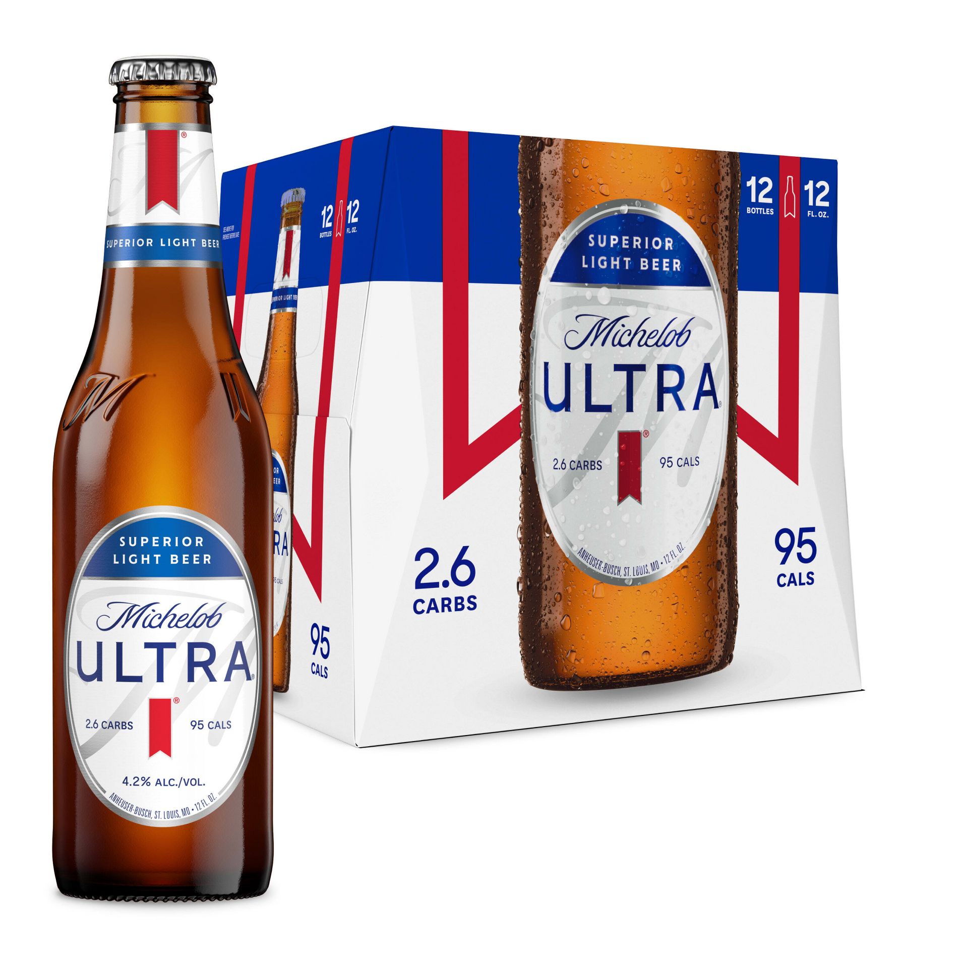 Michelob ULTRA Superior Light American Lager Beer - 12pk/12 fl oz Bottles