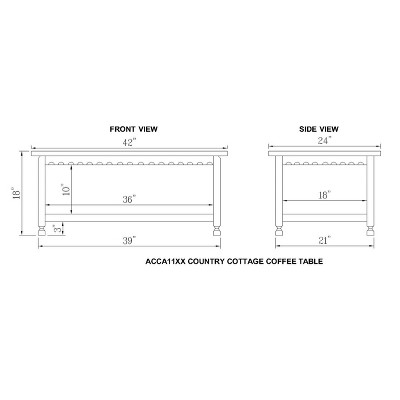Country Cottage 46'' Red Wood Coffee Table with Storage Shelf