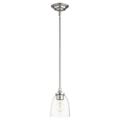 Quorum Lighting Rossington 1-Light Pendant, Satin Nickel, 5 Width, 7 Height, Stem Hanging, Dry Rated