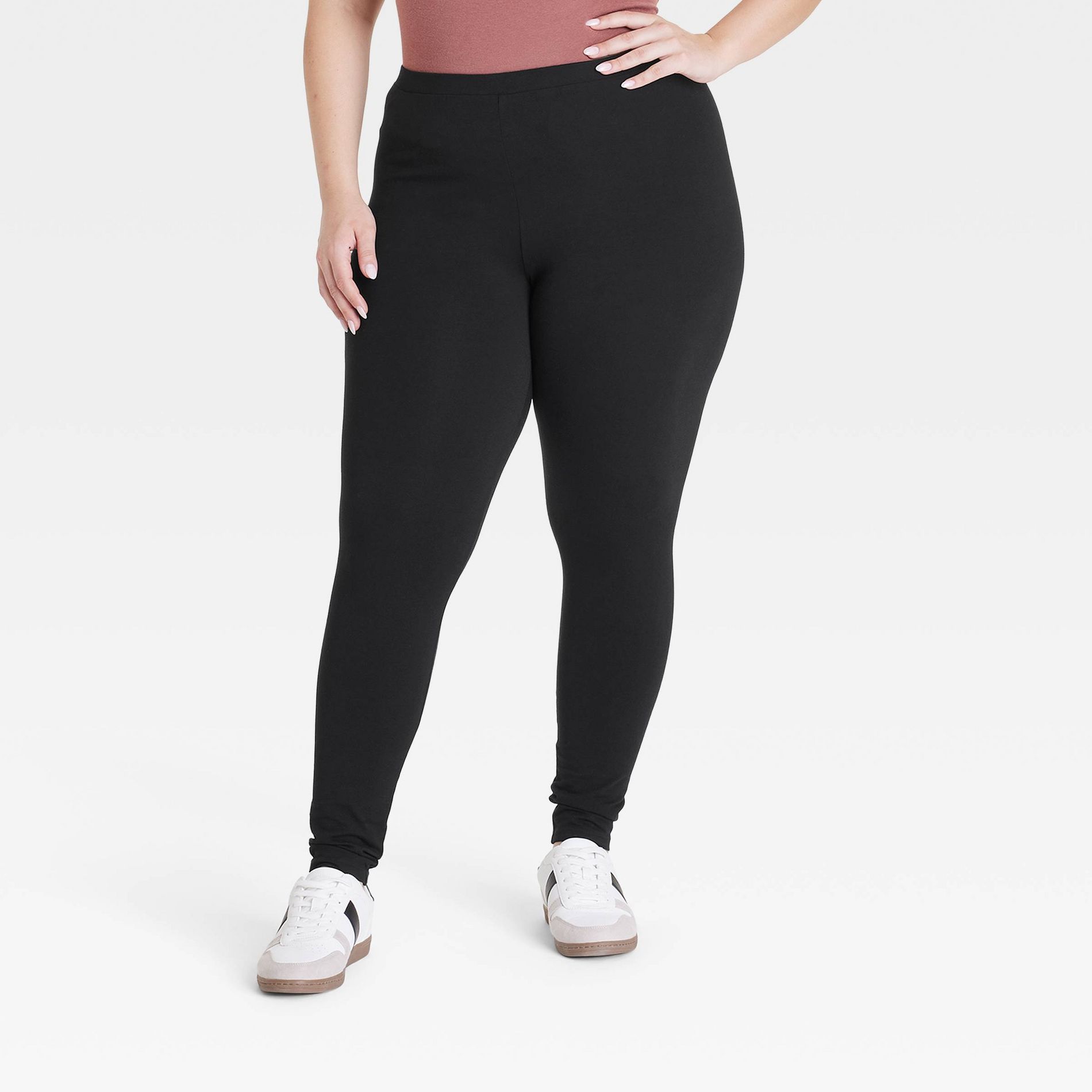 Women's High-Waisted Slim Fit Leggings - Ava & Viv™ Black