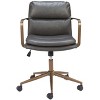 Office Chair 34.1–37"H Gray – Faux Leather Upholstery with Bronze Steel Frame, Modern Adjustable Swivel Seating By Zuo Modern - 4 of 4