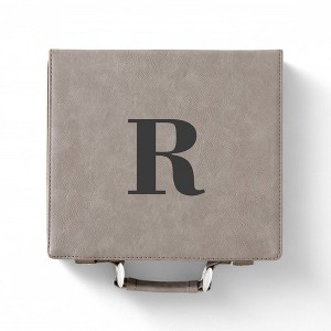 Personalization Mall Grey Leatherette Poker Chip Set - 1 of 2