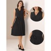 Allegra K Women's Sleeveless V Neck Tie Waist A-line Midi Pleated Dresses - 2 of 4