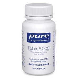 Pure Encapsulations - Folate 5,000 - Activated Vitamin B9 as 5-Methyltetrahydrofolate (5-MTHF) - 60 Capsules - 1 of 4