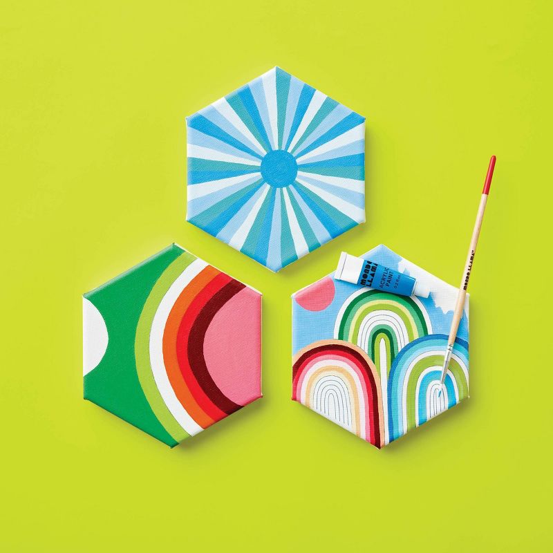 3ct Paint-Your-Own Hexagon Canvas Kit Rainbow - Mondo Llama&#8482;, 6 of 10