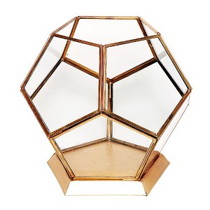 Essential Decor & Beyond Antique Brass Polygon Glass and Metal Terrarium Decorative Accent - 1 of 1