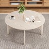 39" Wood Round Coffee Table with Stable Frame, Spacious Tabletop, and Easy Maintenance for Living Room - 3 of 4
