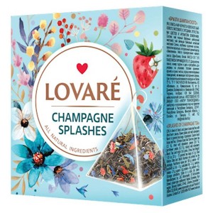 Lovare Splashes Of Champagne Black & Green Blend Tea l 15 Pyramids l 30g - Delightful Blend Of Sparkling Notes And Fine Black - 1 of 1
