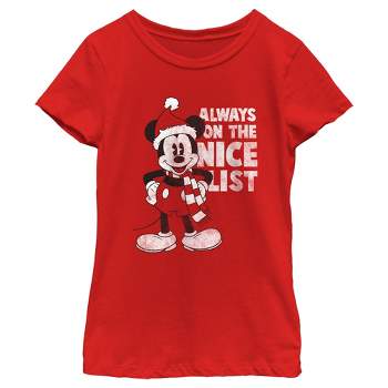 Girl's Mickey & Friends Christmas Always on the Nice List Mickey T-Shirt