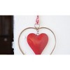 Metal Heart Door Hanger – 18" Tall Red and Brass Design by Kalalou - 2 of 3
