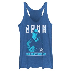 Womens WWE John Cena You Can't See Me Blue Racerback Tank - 1 of 4