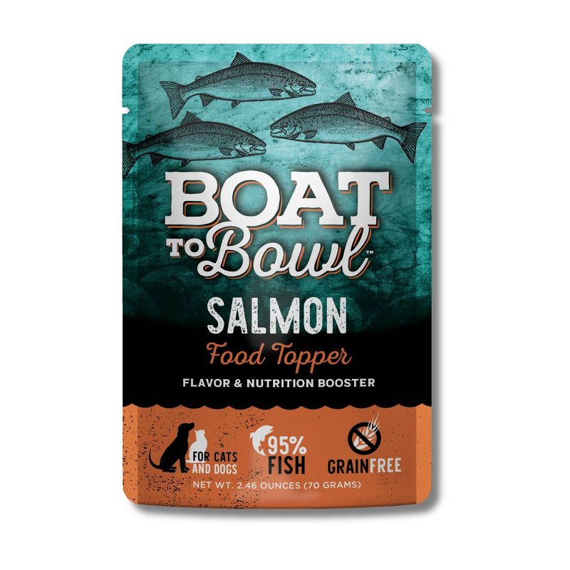 Boat To Bowl Salmon Flavor Food Topper Wet Cat and Dog Food - 2.46oz, 1 of 11