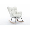 Vynxaria Ivory Teddy Fabric Rocking Chair With Adjustable Footrest - 4 of 4